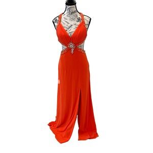 Vintage Cachet Women's Long Evening Gown Sequins, Stones, Beads Backless Size 2